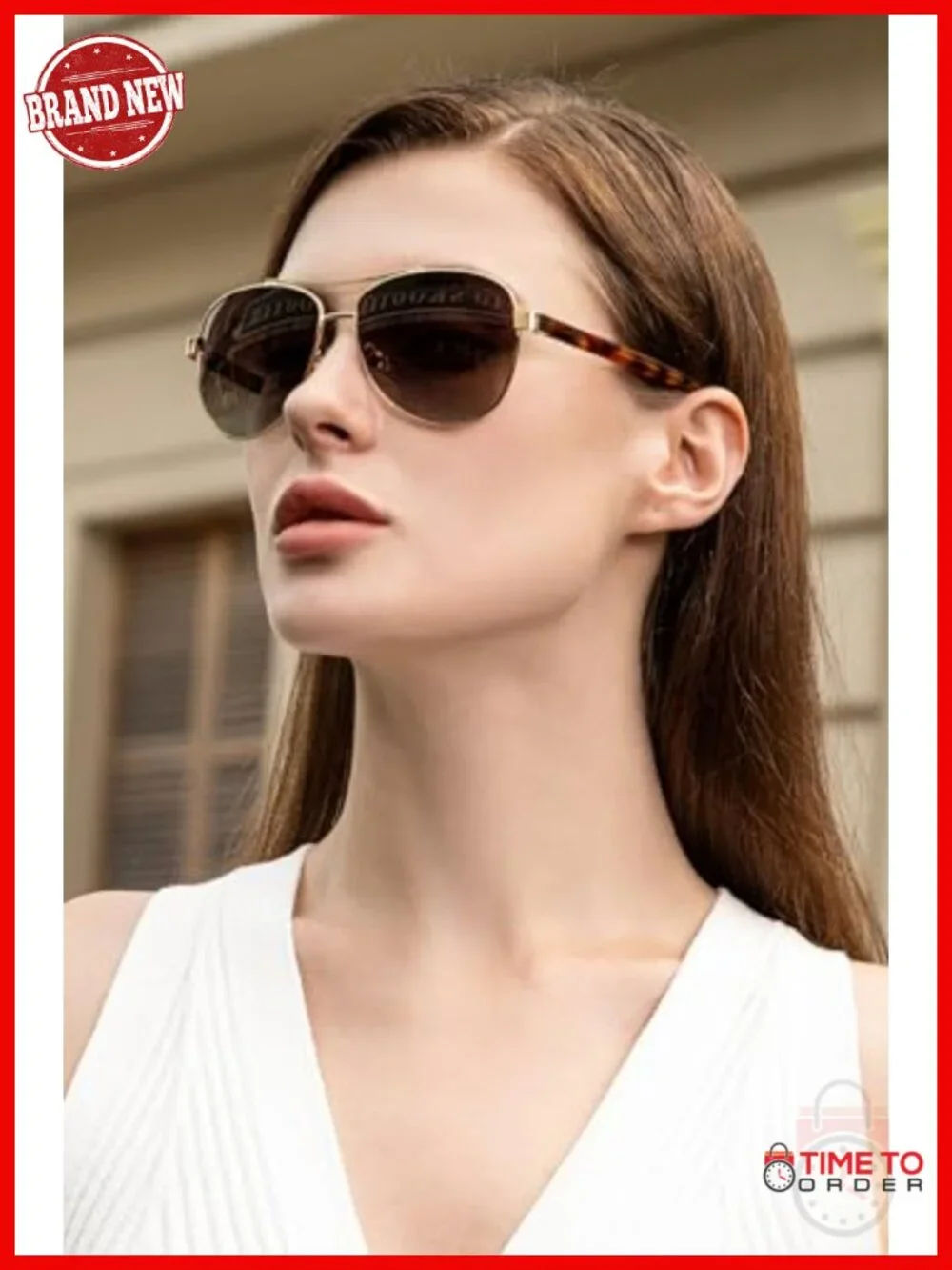 Polarized Sunglasses with Acetate Arms Metal Frame, UV400 Protection,